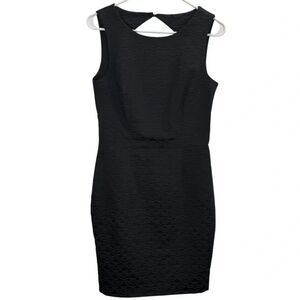 H&M Black Sleeveless Jacquard Weave Print Midi Dress.